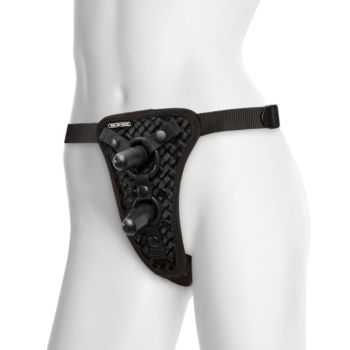     Double Penetration Velvet Harness with 2 plug