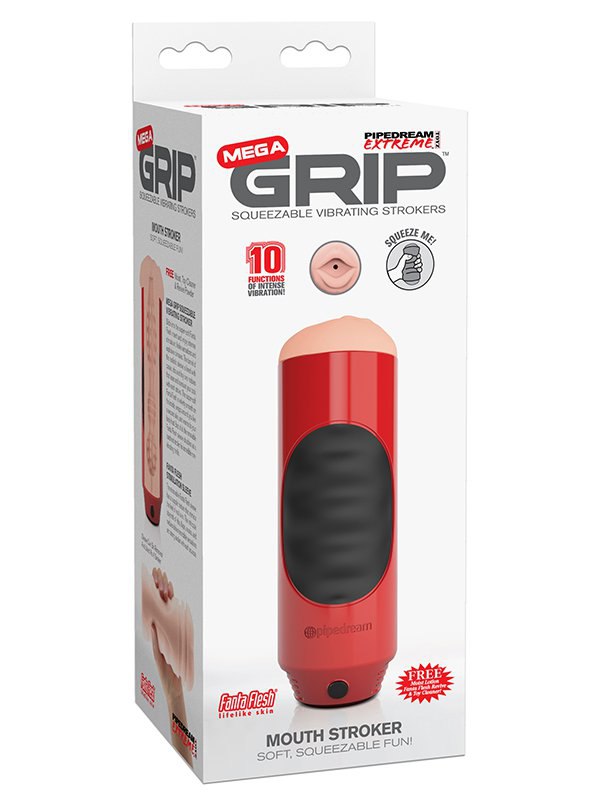   Mega Grip Vibrating Stroker Mouth   - 
