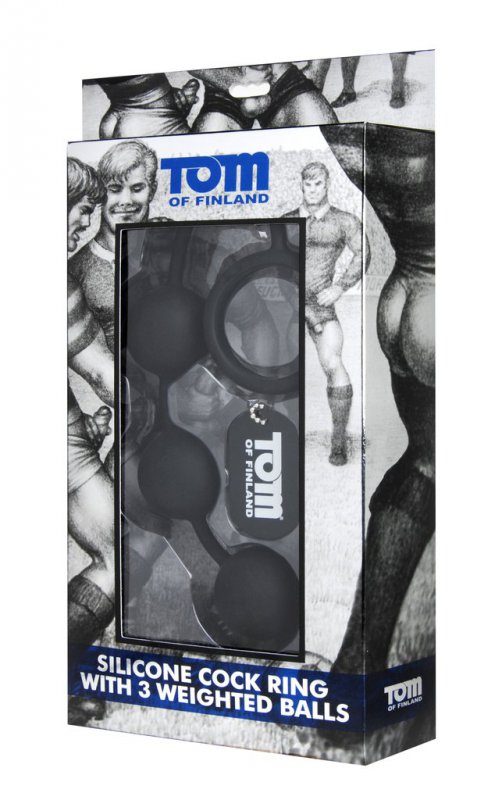      Tom of Finland Silicone Cock Ring with 3 Weighted Balls  